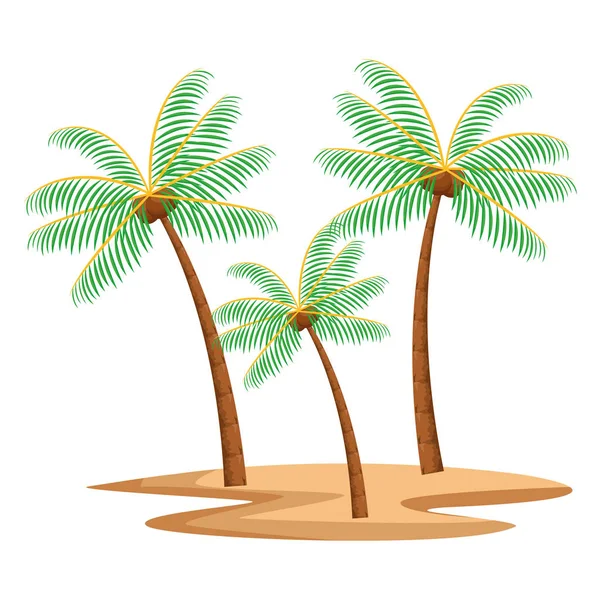 Natureza tropical praia palmas desenhos animados — Vetor de Stock