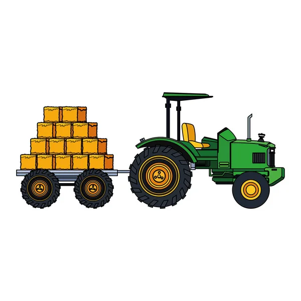 Camion fattoria con carico balle di fieno — Vettoriale Stock