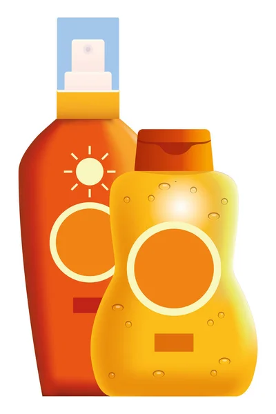 Güneş bronzlaştırıcı kozmetik ürünleri — Stok Vektör