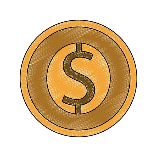 Coin money symbol scribble — Stock Vector