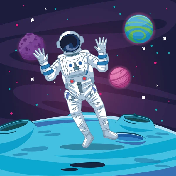 Astronauta nos desenhos animados da galáxia —  Vetores de Stock