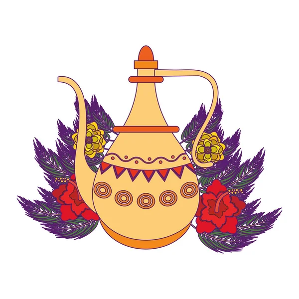 Théière traditionnelle indienne icône dessin animé — Image vectorielle