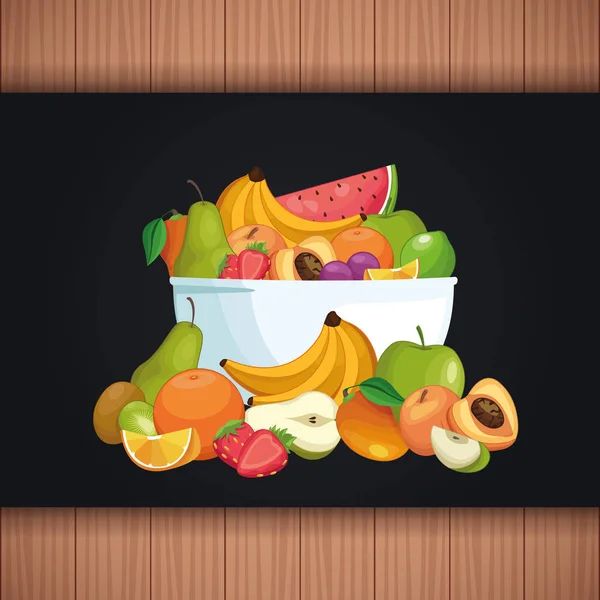 Deliciosas frutas dibujos animados — Vector de stock