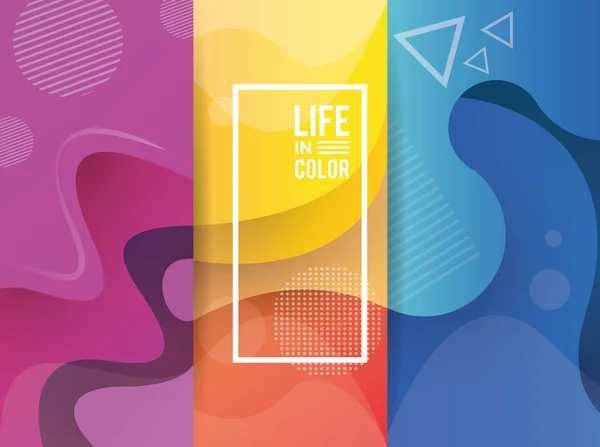 Svazek vln barev s životem v barvě abstraktní pozadí — Stockový vektor