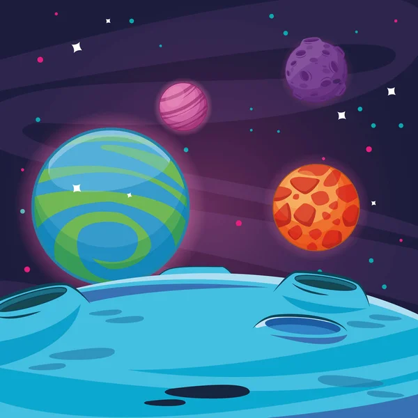 Milkyway space scenery cartoon — Stock Vector