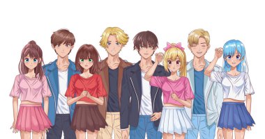 Hentai tarzı karakterlerden oluşan bir grup