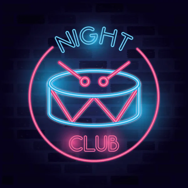 Luci al neon etichetta night club bar — Vettoriale Stock