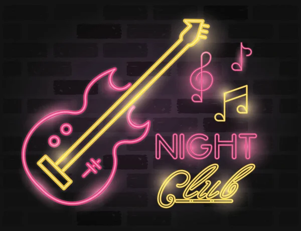 Noční klub bar štítek neonová světla — Stockový vektor