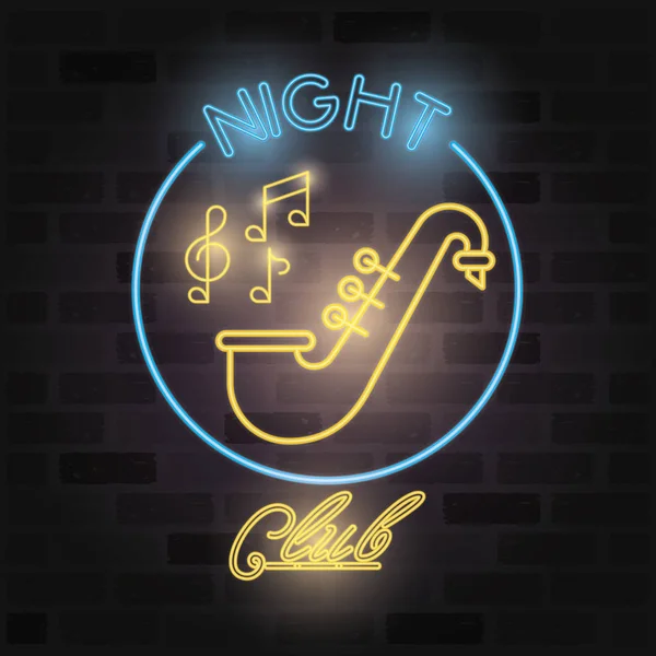 Clube noturno bar rótulo luzes de néon — Vetor de Stock