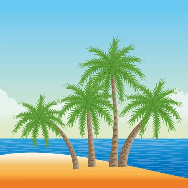 Playa de verano y dibujos animados de vacaciones — Archivo Imágenes Vectoriales
