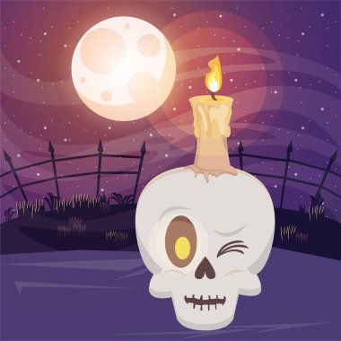 Kafatasıyla cadılar bayramı sahnesi