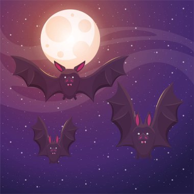 Uçan yarasaların olduğu karanlık cadılar bayramı sahnesi