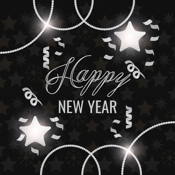 Happy new year card with stars pattern — Stock Vector