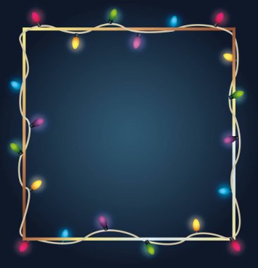 Mutlu noel renkleri kare çerçevedeki ampuller