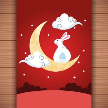 orta sonbahar çin festivali karikatür