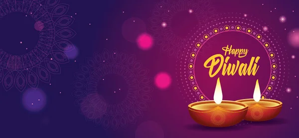Projeto de celebração indiana feliz Diwali com velas — Vetor de Stock