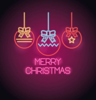 Neon ışıklarını asan Noel baloları