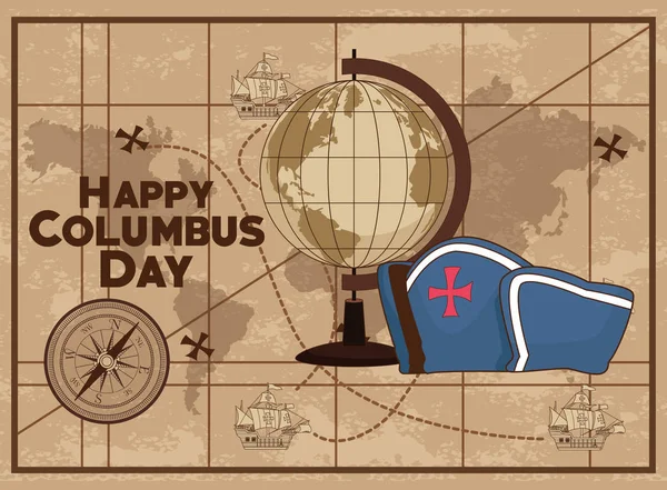 Colombus columbus napi kártya plakát — Stock Vector