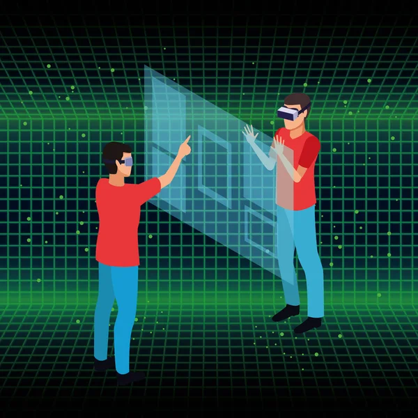 Paar spelen met virtuele realiteit — Stockvector