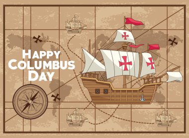 Colombus Columbus Günü Kart Posteri