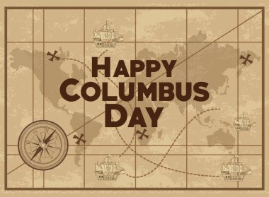 Colombus Columbus Günü Kart Posteri