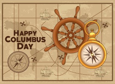 Colombus Columbus Günü Kart Posteri