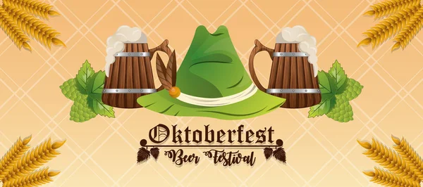 Oktoberfest Celebration, conception de bannière de festival de bière — Image vectorielle