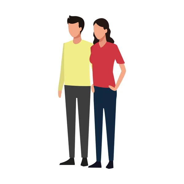 Avatar couple standing, flat design — ストックベクタ