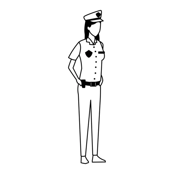 Policía mujer de pie icono, diseño plano — Archivo Imágenes Vectoriales