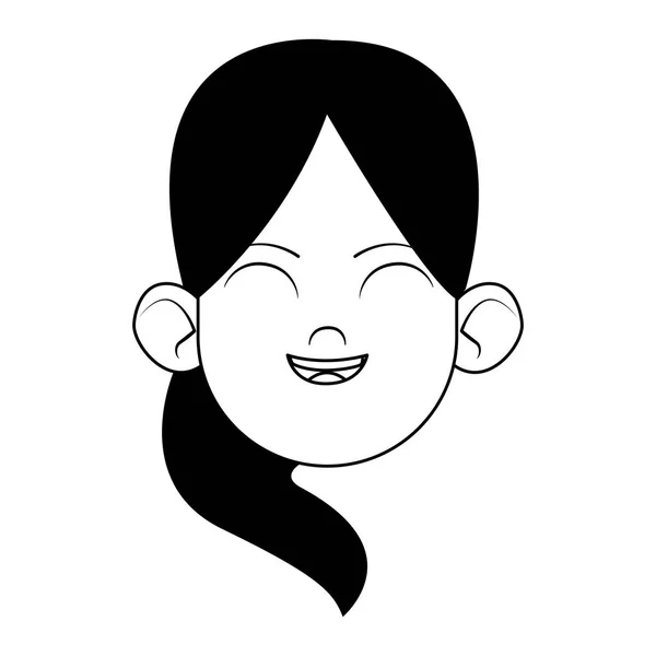 Cartoon girl with hair tail — Stock Vector