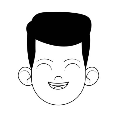 Çizgi film çocuğu gülen ikon, düz tasarım