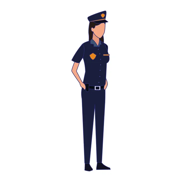 Politie vrouw staande pictogram — Stockvector