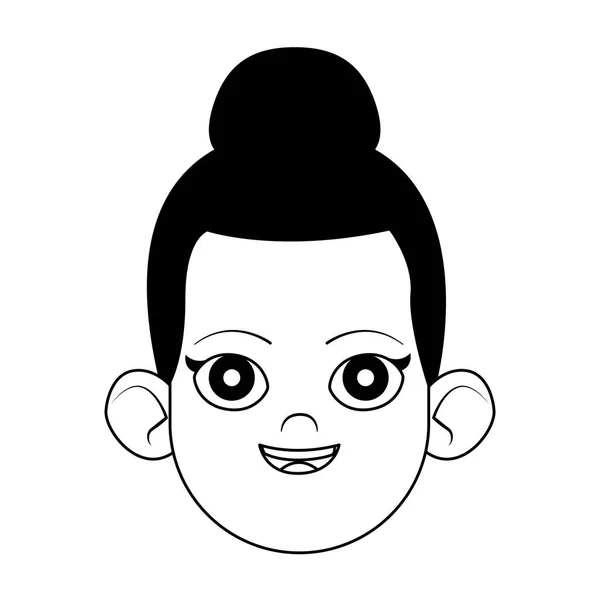 Tecknad flicka ansikte ikon, platt design — Stock vektor