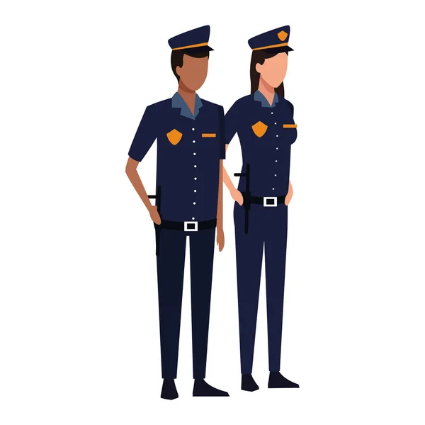 Policía hombre y policía mujer de pie — Archivo Imágenes Vectoriales