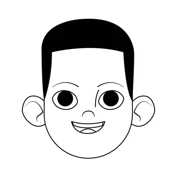 Dessin animé garçon visage souriant, design plat — Image vectorielle