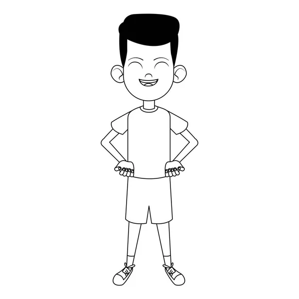 Cartone animato ragazzo in piedi icona, design piatto — Vettoriale Stock