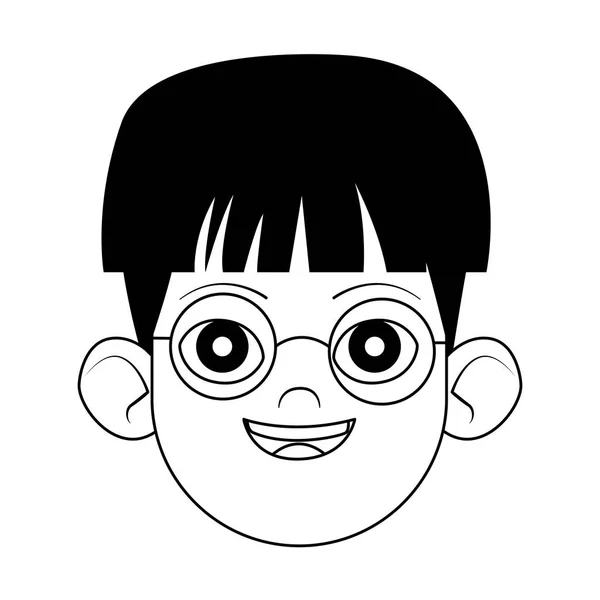 Cartoon boy with glasses, flat design — ストックベクタ