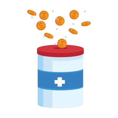 Para paralı bağış kutusu, renkli tasarım.