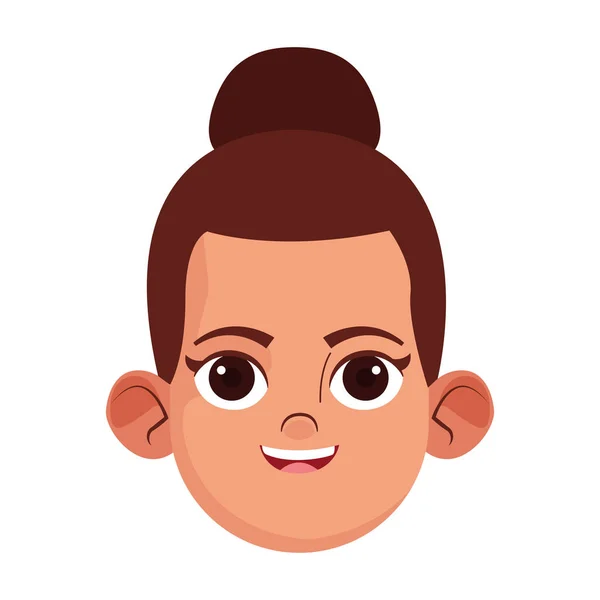 Ícone do rosto da menina dos desenhos animados, design colorido — Vetor de Stock