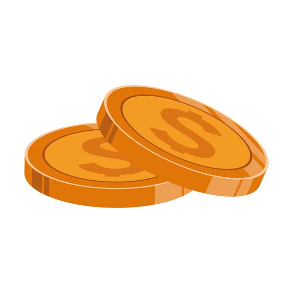 Geldmunten pictogram, kleurrijk ontwerp — Stockvector