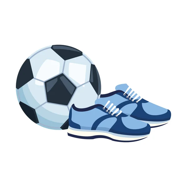 Bola de futebol e esporte sapatos ícone, design colorido — Vetor de Stock