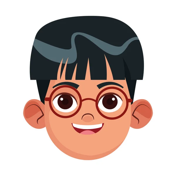 Niño de dibujos animados con gafas, diseño colorido — Vector de stock