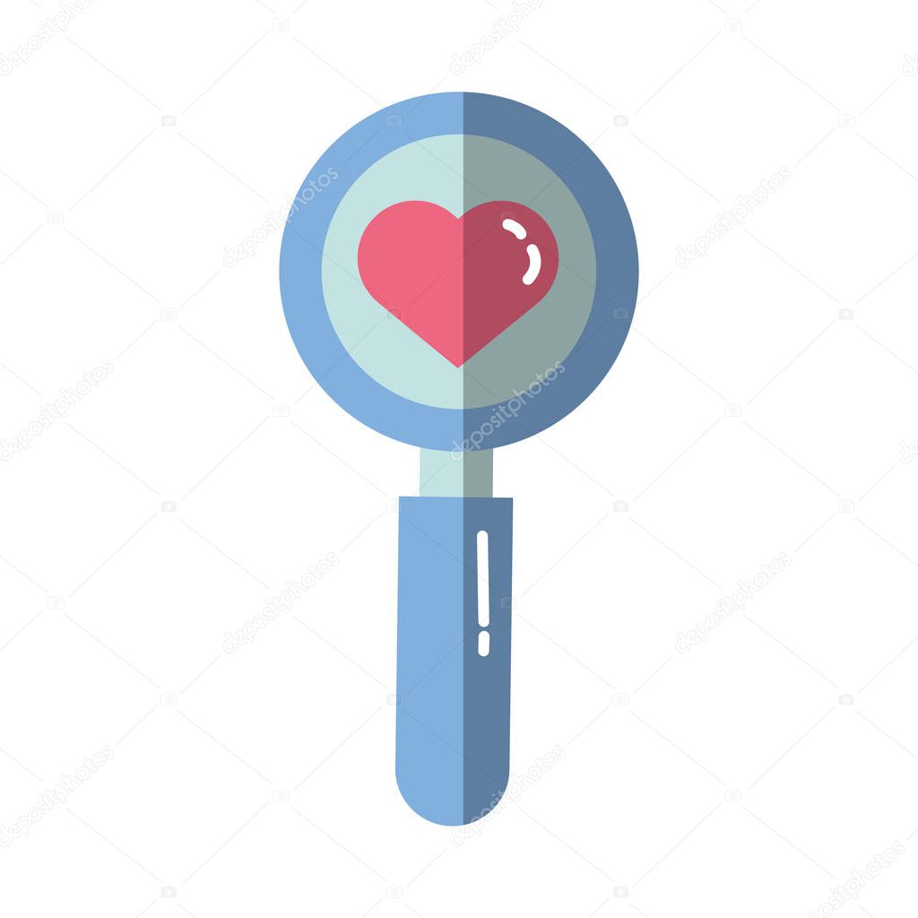 happy valentines day magnifying glass with heart