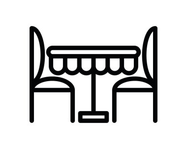 Sandalyeli masa yemek ikonu