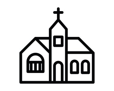 Kilise Katolik binası ön cephe simgesi