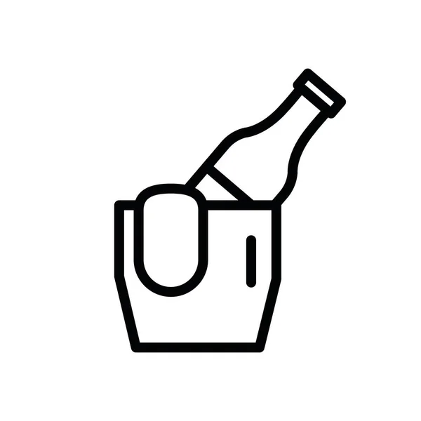 Garrafa de vinho no ícone balde de gelo —  Vetores de Stock