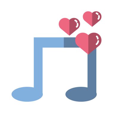 Mutlu sevgililer günü. Kalpli notalar.