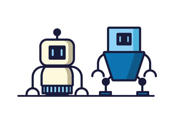 Couple of robots technology icons — Stock Vector