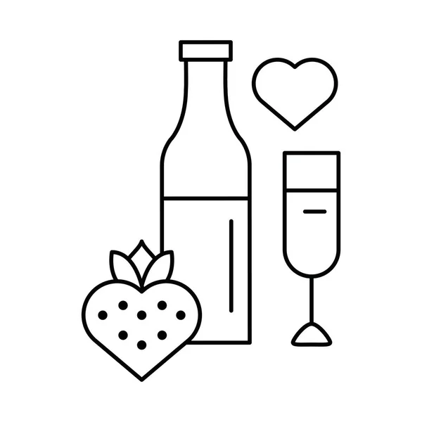 Счастливый день валентинки бутылка вина с сердцем — стоковый вектор