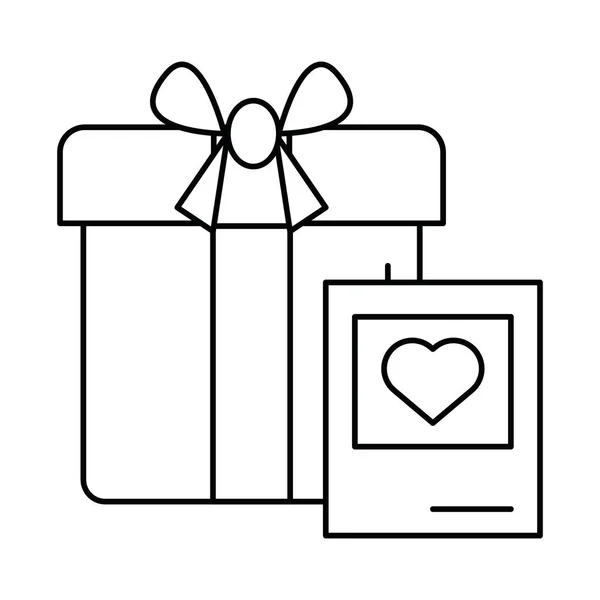 Presentförpackning närvarande med hjärta kärlek — Stock vektor